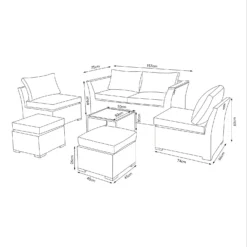 Bambrick 6 Seater Grey Rattan Garden Sofa Set -Herbs Growing Sales Store 12882317 2044947969840510