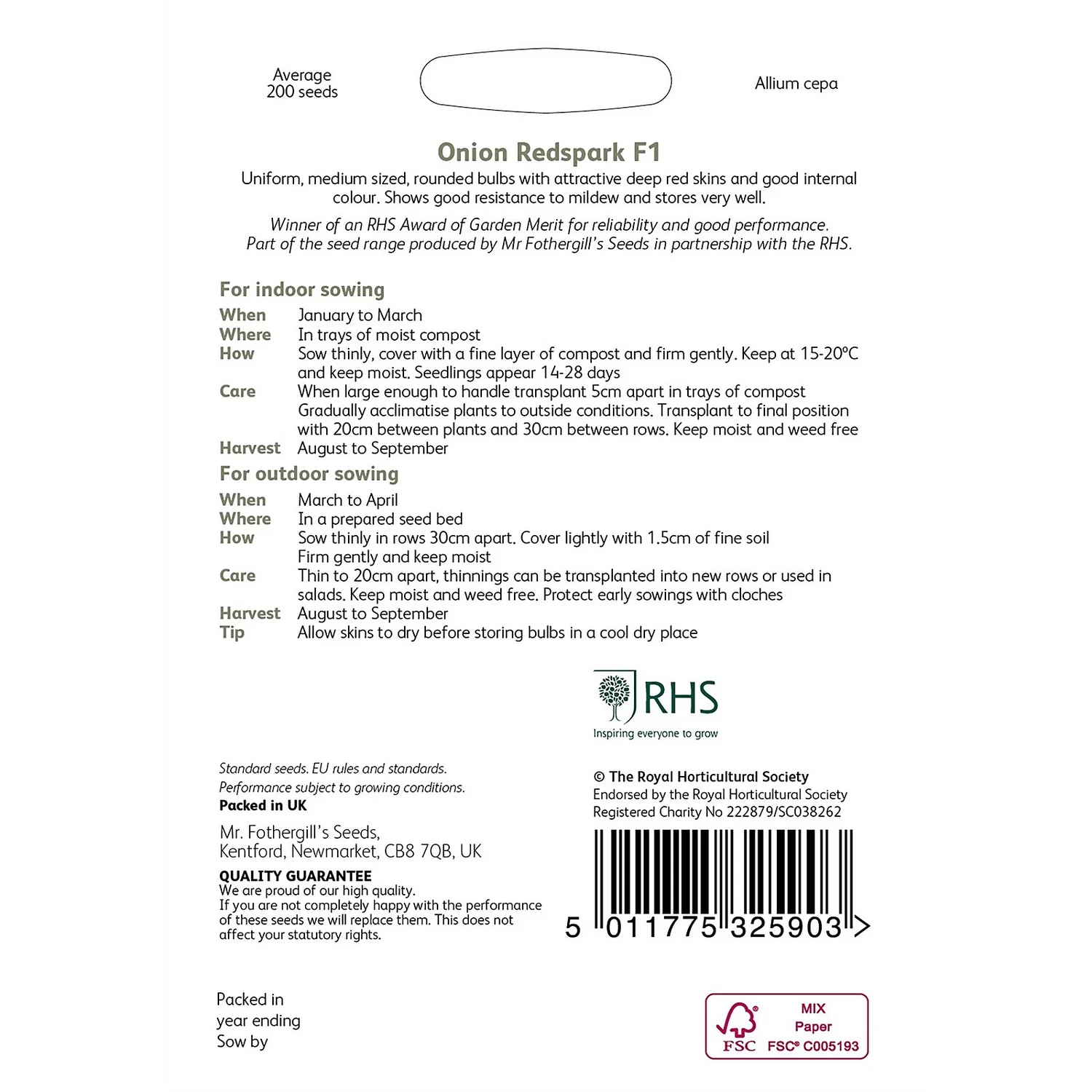 RHS Onion Redspark F1 Seeds 2 RHS Onion Redspark F1 Seeds - Image 2