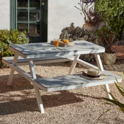 Picnic Bench - White & Grey -Herbs Growing Sales Store 12885210 1454853415433776