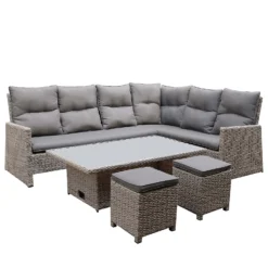 Mortimer Grey Rattan Garden Corner Sofa Set -Herbs Growing Sales Store 12887790 1205047776415101