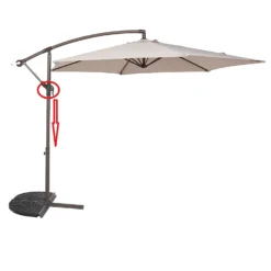 3m Overhanging Parasol - Dark Grey -Herbs Growing Sales Store 12888567 1484966185560340