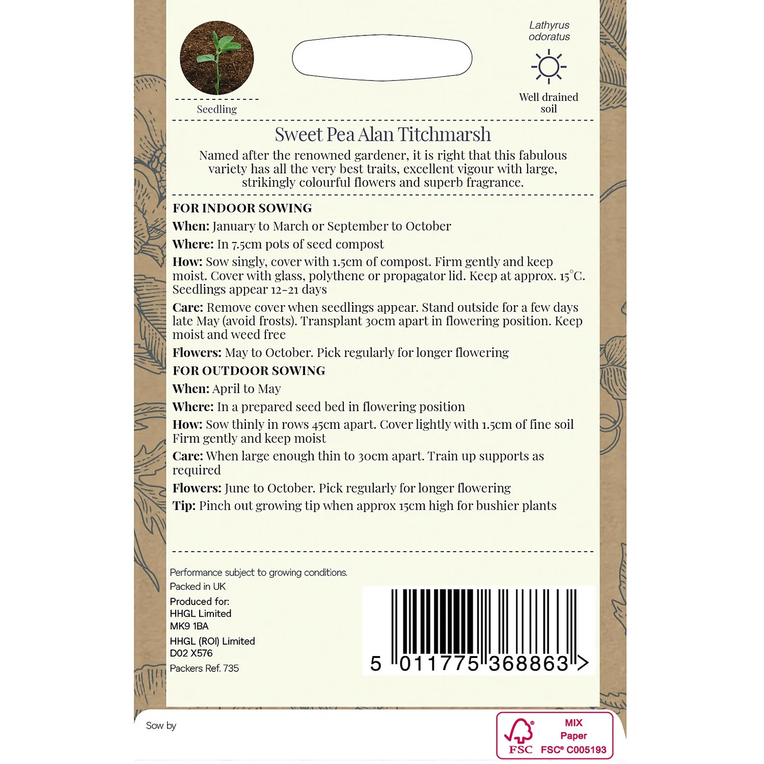 Country Living Sweet Pea Alan Titchmarsh Seeds 2 Country Living Sweet Pea Alan Titchmarsh Seeds - Image 2