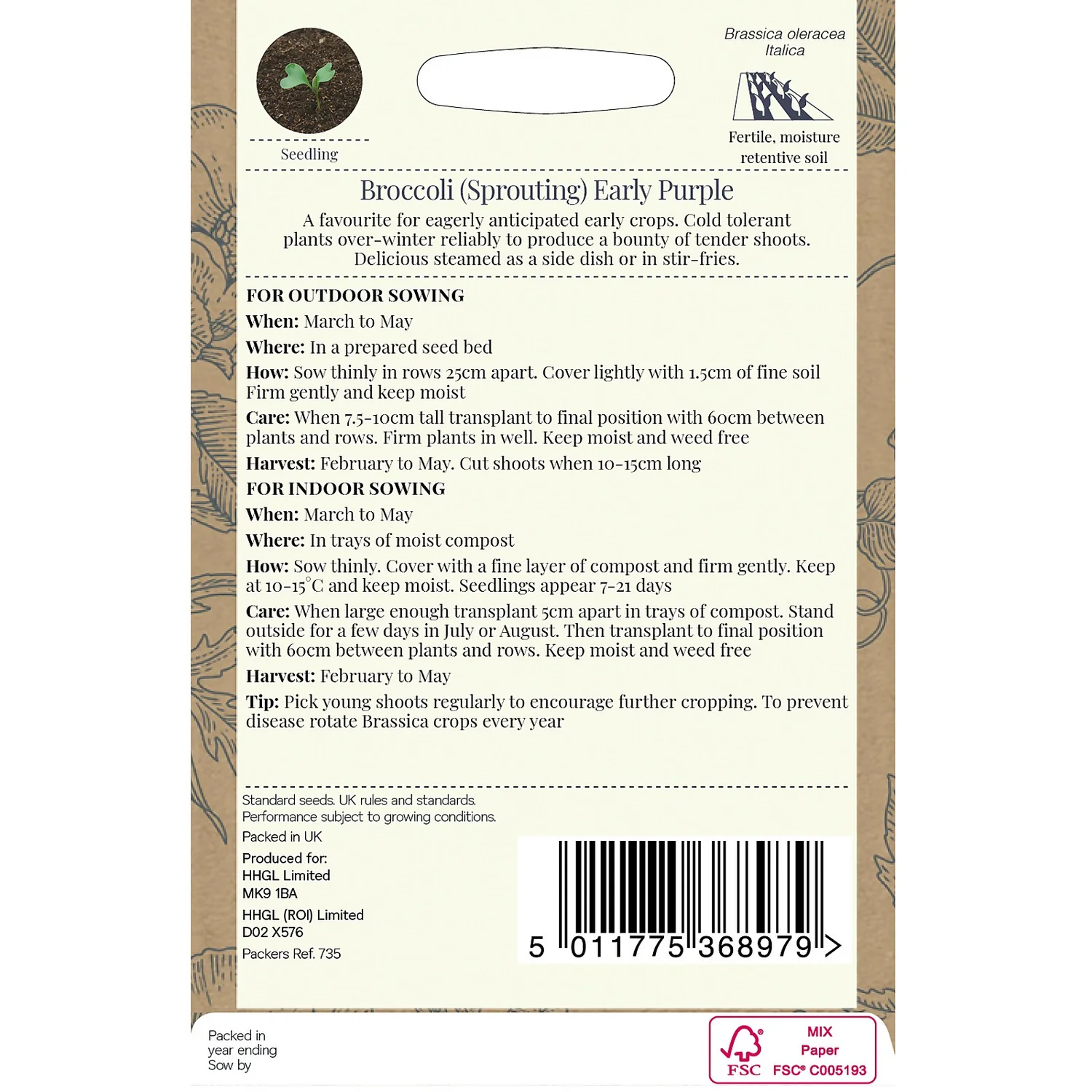 Country Living Broccoli Sprouting Early Purple Seeds 2 Country Living Broccoli Sprouting Early Purple Seeds - Image 2