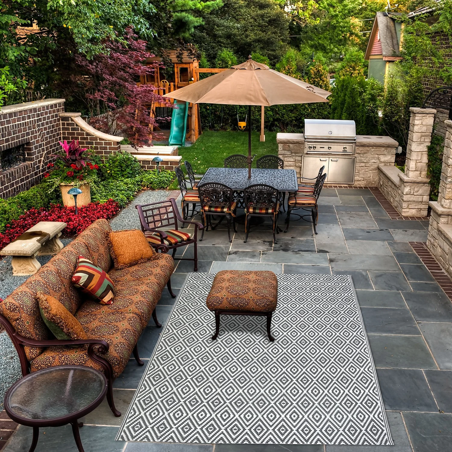 Homebase Outdoor Rug - Grey 160x230cm 3 Homebase Outdoor Rug - Grey 160x230cm - Image 3