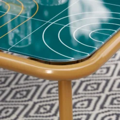 Omari Metal Garden Corner Sofa Set - Teal & Gold -Herbs Growing Sales Store 14005699 2305022704523750