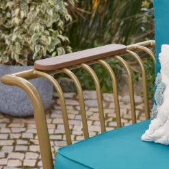 Omari Metal Garden Corner Sofa Set - Teal & Gold -Herbs Growing Sales Store 14005699 6155022704468337