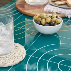 Omari Metal Garden Sofa Set - Teal & Gold -Herbs Growing Sales Store 14005703 1275022638104623