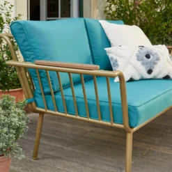 Omari Metal Garden Sofa Set - Teal & Gold -Herbs Growing Sales Store 14005703 3075022638036340