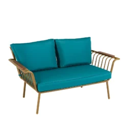 Omari Metal Garden Sofa Set - Teal & Gold -Herbs Growing Sales Store 14005703 7915022638148225