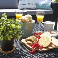 Keter California 5 Seater Double Sofa Outdoor Garden Furniture Lounge Set - Graphite With Grey Cushions -Herbs Growing Sales Store 14539597 1045041801779294