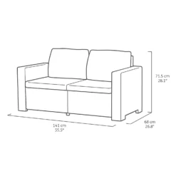 Keter California 5 Seater Double Sofa Outdoor Garden Furniture Lounge Set - Graphite With Grey Cushions -Herbs Growing Sales Store 14539597 1545041801824393